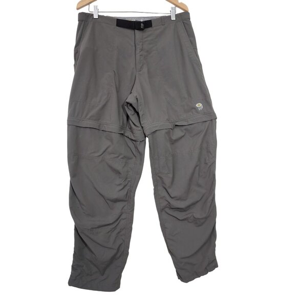 Mountain Hardwear Convertible Pants Mens L Gray Zip Off Hiking Outdoor Nylon - Picture 1 of 11